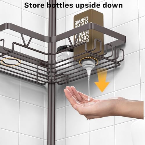 KEGII 4-Tier Corner Shower Caddy Tension Pole, Bathroom Shelf, Bronze - Image 5