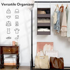 GRANNY SAYS 3-Shelf Hanging Closet Organizer, Foldable Storage, Dark Brown | 33 lb Capacity, No-Sag Support, Keeps Clothes Neat, Folds Flat, Fits RV, Dorm & Small Closets, 2 Pack - Image 5