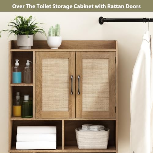 RUSTOWN Rattan Over The Toilet Storage Cabinet, Bathroom Storage Cabinet - Image 5