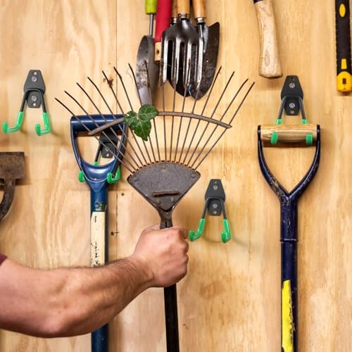 Garage Hooks, 20-Pack Steel Garage Accessories for Organization and Storage, Heavy Wall Mount Duty Hooks with Anti-Slip Coating for Hanging Ladder, Bike, Power Tools and More Tools, Green - Image 6