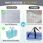 TICONN 4 Pack Extra Large Moving Bags Heavy Duty with Zippers & Carrying Handles, Durable Storage Bags Moving Boxes for Closet Organizers and Storage (4 Pack, Aqua) - Image 4