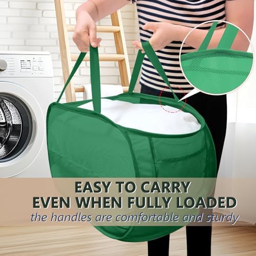 Collapsible Laundry Hamper Basket,Pop Up Mesh Foldable Bag for Laundry Room - Image 4