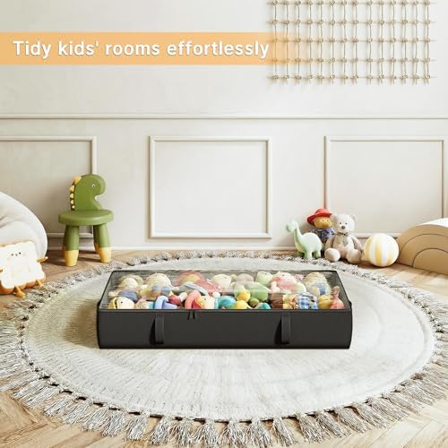 Side-Supported Under Bed Storage Containers, 6 Inch 60L Clothes Storage Bin | Underbed Storage Bin with Sturdy Handles and Sidewalls, Closet Organizer for Clothes, Blankets, Seasonal Items, Black, 2 Pack - Image 6