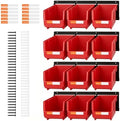 12pc Wall-Mounted Storage Organizer Set with Metal Rails Red by LEADLOONG