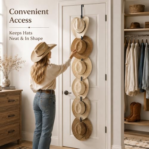 Qunclay 2 Pack Straw Cap Rack Sun Hat Hangers Over-the-door Holder - Image 5