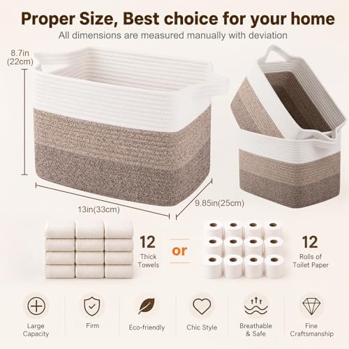 OIAHOMY Cotton Rope Storage Baskets for Organizing Gradient Yellow 3-Pack - Image 4