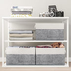 Fab totes Storage Bins 6-Pack, Foldable Storage Baskets for Organizing Toys, Books, Shelves, Closet, Large Storage Box with Rope Handles, Sturdy Organizer Bins, White & Grey - Image 7