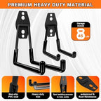 Heavy Duty Wall Garage Hooks, Steel Anti-Slip Utility Hooks Storage Organization Hangers for Ladders, Bikes, Hose, Garden Tools, Coats, Bags with Mounting Hardware Kit (Black, 12 Pack) - Image 3