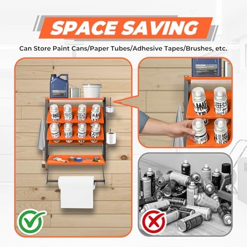 Sidasu Spray Can Holder, 2-Tier Spray Paint Organizer With Paper Towel Rod - Image 2