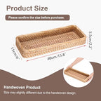 Hipiwe 15.8" Rattan Bathroom Basket Tray for Long Back of Toilet Tank Top - Image 4