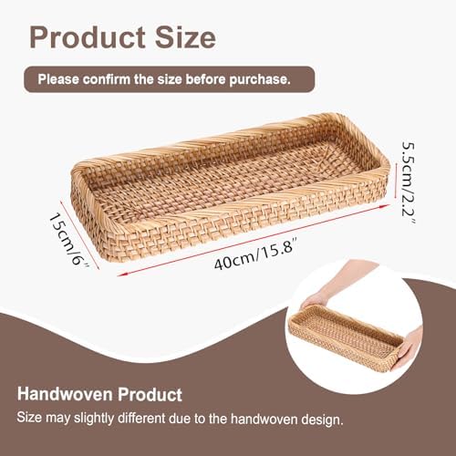 Hipiwe 15.8" Rattan Bathroom Basket Tray for Long Back of Toilet Tank Top - Image 4