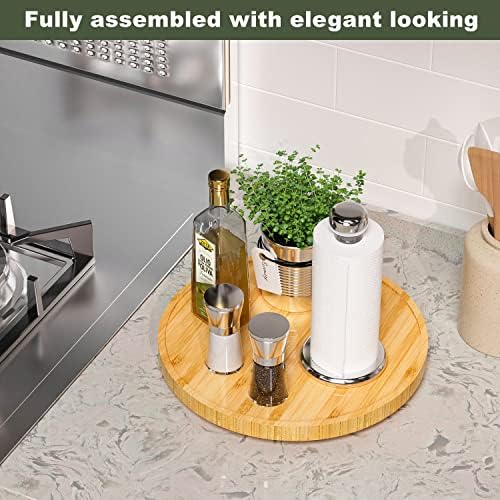 Lazy Susan for Table, 12 Inch Non-Skid Bamboo Turntable Organizer - Image 2