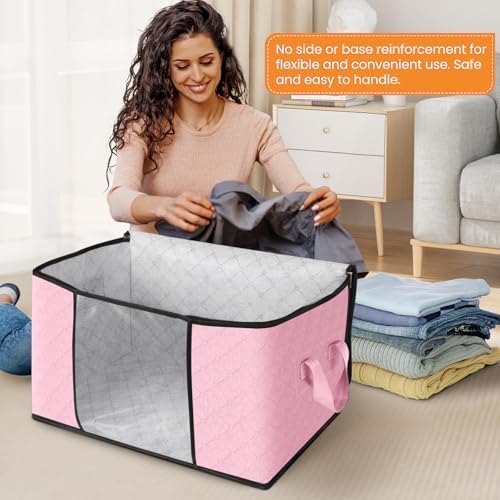 Fab totes 10 Pack Storage Bags for Clothes Blanket Storage Bins with Lids | Foldable Closet Organizers with Zippers,Window and Handles,Fabric Storage Bins for Sweater,Comforter,Bedding,Dorm essentials - Image 3