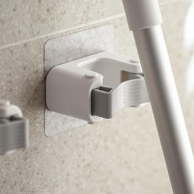 Broom Holder Wall Mount Self Adhesive, No-Drill Mop Grip Single Clip by feelP0P0