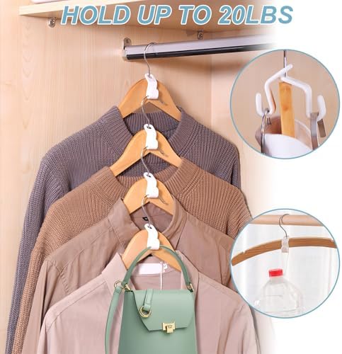 50 PCS Space Saving Hanger - Clothes Connector Hooks, Stacking Space Saver, Plastic Closet Organizers and Storage Extender for Heavy Duty Cascading Connection (White) - Image 4