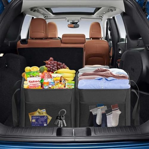 LHZK Standing Extra Large Utility Tote Bag with Metal Wire Frame and the Sides Rinforced, Extra Large Tote Bag with Handle, Reusable Grocery Bags Foldable, Beach Bag, Car Tote (Black, 26''x15''x13'') - Image 7