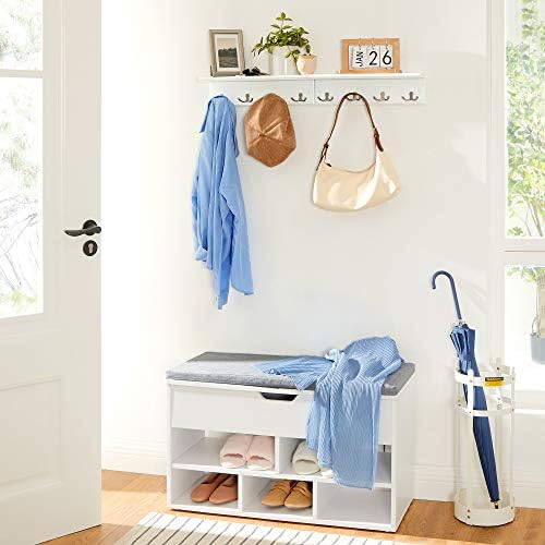 SONGMICS Wall-Mounted Coat Rack with Shelf, 4 Dual Metal Hooks - Image 4