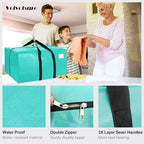 6 Pack Heavy Duty Extra Large Moving Bags W/Backpack Straps - Strong Handles & Zippers, Storage Totes For Space Saving, Fold Flat, Alternative to Box and Bin (40 gal, Aquamarine) - Image 3