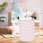 Round Laundry Basket Collapsible Storage Hamper Organizer Pearl Heart - Image 6
