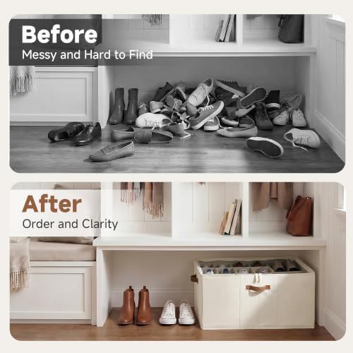 StorageWorks 24-Pair Large Closet Shoe Organizer, Adjustable Divider, Beige - Image 6