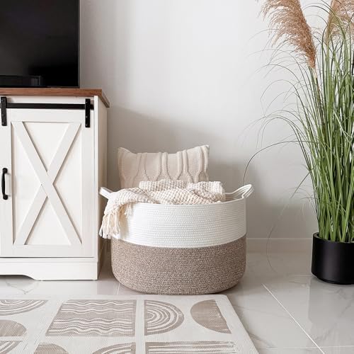 INDRESSME XXXLarge Woven Rope Blanket Basket Living Room Brown, 90L - Image 5