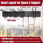 99" Garage Tool Organizer Wall Mount, 28 Pack Heavy Duty Wall Mount Garage Storage Rack Carries1000 lbs, Metal Wall Mount Tool Hanger for Shovels, Rakes, Fits 16" Wall Studs (6 Panels) - Image 5