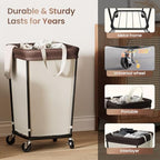 160L Laundry Basket with Wheels, 2-section Rolling Laundry Basket, Large Laundry Hamper with Wheels, Rolling Laundry Hamper Clothes Hamper for Home, Bathrooms and Dorm(Beige) - Image 6