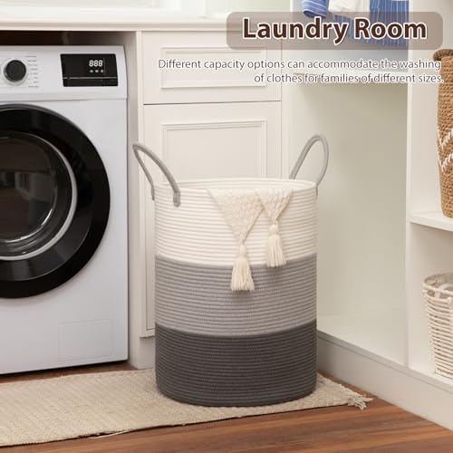 OIAHOMY 60L Nursery Hamper Laundry Basket Laundry Hamper Gradient Grey - Image 4