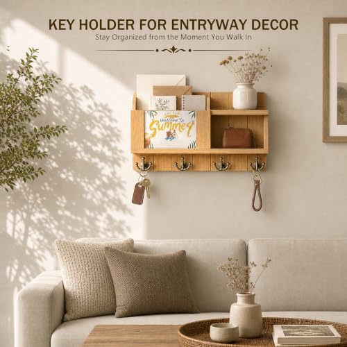 Rebee Vision Key Holder Wall Mount with Chalkboard for Home Decor, Yellow - Image 5