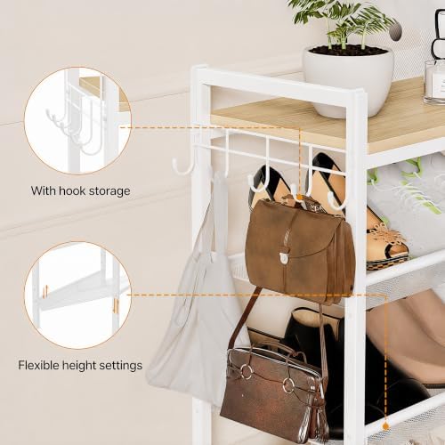 5 Tier Shoe Rack, Shoe Rack for Entryway with Hook, Shoe Organizer with Adjustable Mesh Shelves, Metal Shoe Storage, Closet, Bedroom Living Room Garage - Image 4