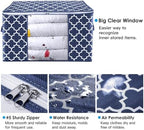 Storage Bags 100L 6Pack Clothes Organization and Storage Containers | Large Blanketfor Bedding, Comforters, Foldable Organizer with Reinforced Handle, Clear Window, Sturdy Zippers, Blue - Image 3