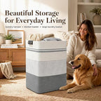 Laundry Hamper, Cotton Rope Laundry Basket with Leather Handles, 25.1-Gallon/95 L Large Clothes Hampers for Laundry, Woven Laundry Baskets for Blankets, Clothing, Bedroom, Living Room, Nursery - Image 2