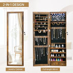 Jewelry LED Cabinet with Mirror 47.3"Mirror Jewelry Armoire over the Door - Image 3