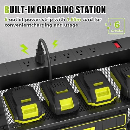 SUNALLY Power Tool Organizer Wall Mount with Charging Station,3 Layer,Black - Image 2