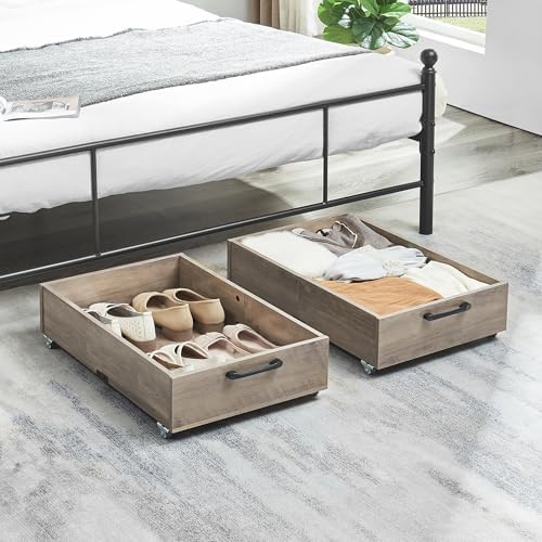 TIOPGHAD 2-Pack Under Bed Storage Drawers with Wheels, Brownish-Gray by TIOPGHAD