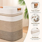 Laundry Hamper, 85L Tall Laundry Basket with Leather Handles, Rectangle Large Clothes Hamper for Organizing, Cotton Woven Laundry Baskets Storage Hampers for Bedroom, Nursery, Living Room - Image 6