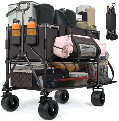 Double Decker Wagon Heavy Duty Collapsible, 600LBS 400L Capacity by Unknown