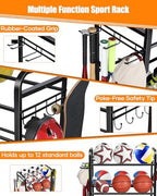 EXTCCT Ball Storage Rack with Wheels for Garage, Sports Equipment Organizer - Image 4