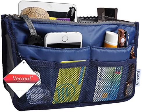 Vercord Purse Organizer Insert for Handbags Bag Organizers Inside Tote Pocketbook Women Nurse Nylon 13 Pockets Royal Blue Medium - Image 2