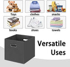 Black Foldable Storage Cubes Bins , Fabric Storage Box Cubes Organizer Baskets with Dual Handles for Home Organizer(Grey) - Image 3