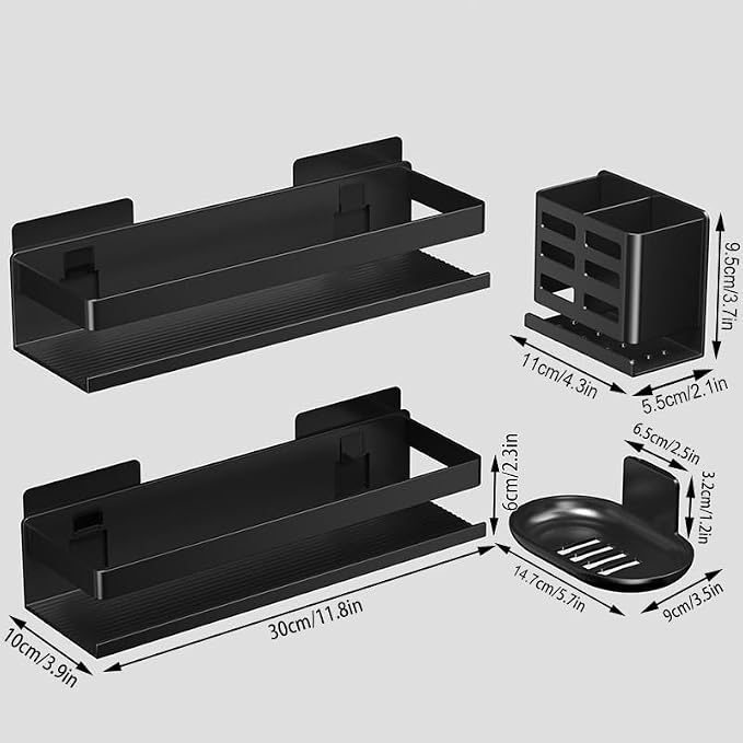 Shower Caddy,Shower Organizer 4 Pack,Aluminum,Adhesive Installation - Image 2