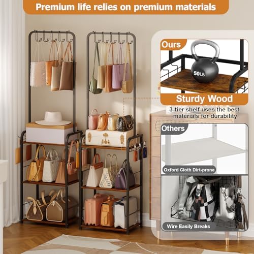 Floor-Standing Purse Organizer for Closet, Tall Handbag Storage Rack - Image 2