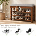 Solid Wood Shoe Rack Bench with Storage, Flip-Top Soft-Close Lid, 31.5” - Image 6
