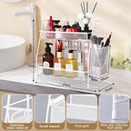 LEMIKKLE Countertop organizer for bathroom counter, bathroom organizers and storage, spice rack organizer for kitchen counter shelf with small basket(White) - Image 3