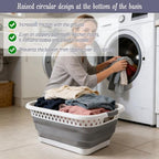 2 Pcs Collapsible Laundry Baskets, 11 Gallon 42L Collapsible Laundry Clothes Hamper, Foldable Laundry Hamper with Non-Slip Handles, Portable Space Saving Pop-Up Laundry Hamper Container (Grey-White) - Image 5