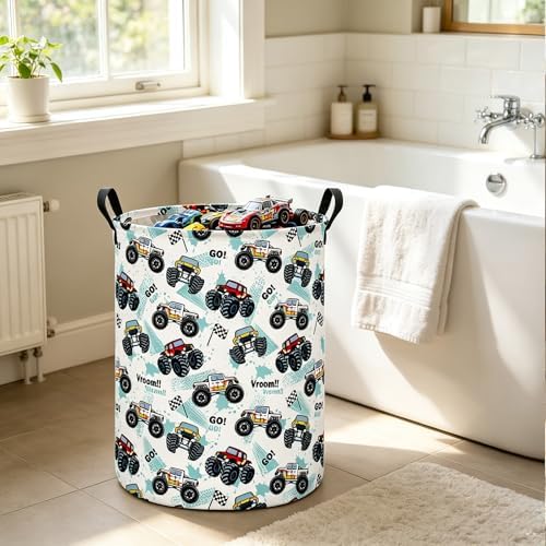 Monster Truck Fabric Storage Bin Nursery Organizer Basket - Image 6