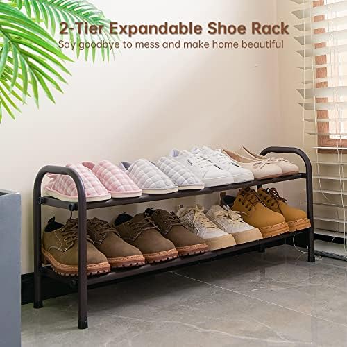 Gonfoam Expandable 2-Tier Shoe Rack for Closet and Entryway, Bronze - Image 3
