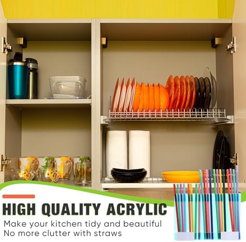Qinyoung Acrylic Straw Holder for Cabinet Door,Classic,Large,Iridescent - Image 4