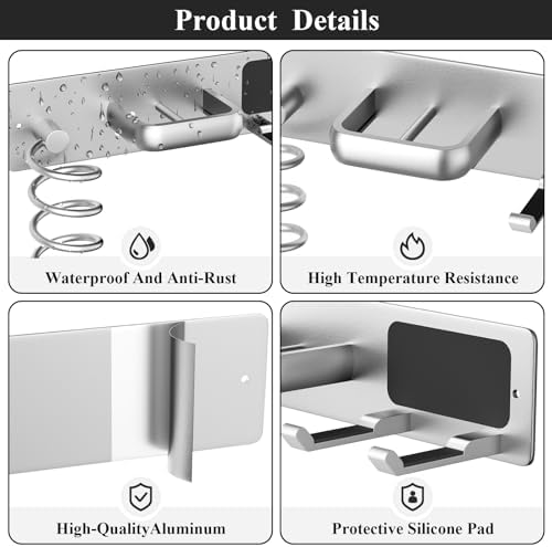Tindbea Hair Dryer Holder Wall Mount Aluminum Alloy Hot Tools Organizer - Image 4