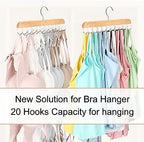 Bra Hanger for Closet, Tank Top Organizer 20 Hooks Capacity Foldable Wood Space Saving Hanger Closet Organizers and Storage for Dorm & Apartment for Tank Top, Hats etc.-2 Pack - Image 2